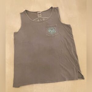 PINK CREWNECK TANK GRAY W/ AQUA FRONT POCKET SLIT SIDES SZ SMALL